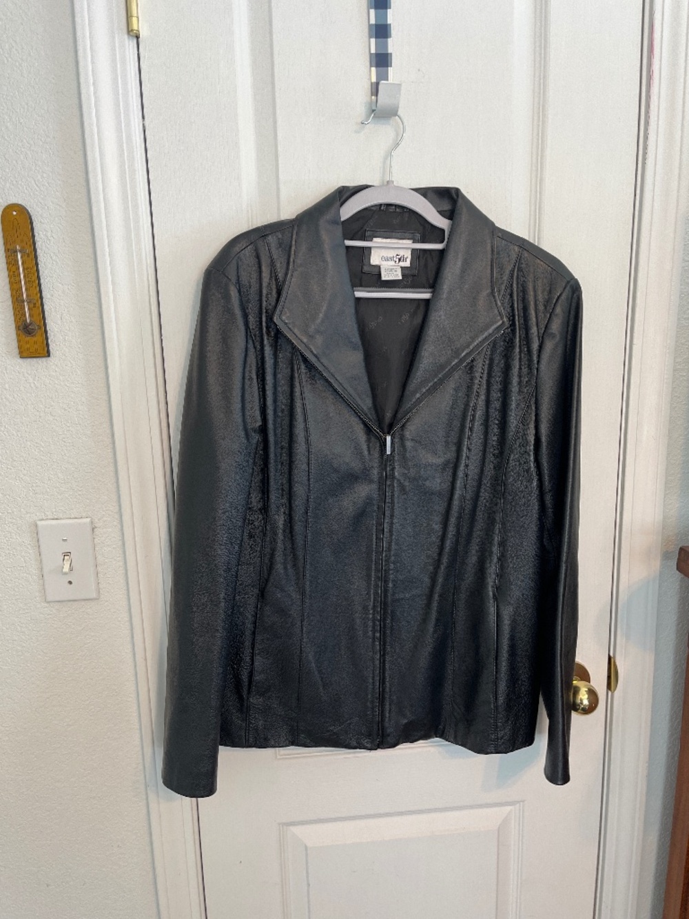 East 5th black leather coat